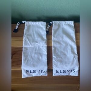 Two Elemis White Luxury Cloth Cotton Drawstring Dust Bags 15x6”